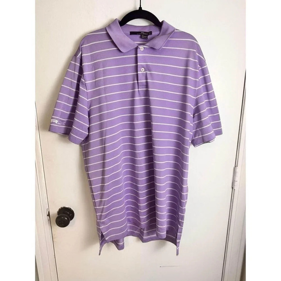 Ralph Lauren men's RLX purple stripe polo size large #0706 - Picture 1 of 5